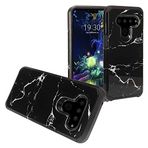 Z-GEN - LG V50 ThinQ ile uyumludur - Hibrit Resimli Telefon Kılıfı - AD1 Siyah Mermer