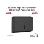 Z Katlama Kağıt Havlu Dispenseri 200 Lük Siyah Paslanmaz Çelik Krom