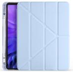 Z-Mobile Apple iPad Air 5. Nesil 2022 10.9" M1 Uyumlu Standlı Kapaklı Kılıf Kalemlik Bölmeli Silikon Kılıf - Mavi