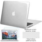 Z-Mobile MacBook Air 13 A1466 2017 Uyumlu Kılıf Kapak Parlak Şeffaf Ekran Koruyucu (2 Adet) Klavye Koruyucu Set - Gri - Şeffaf