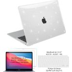 Z-Mobile Macbook Air 13 M1 Çip A2337 A2137 Tam Uyumlu Alt Üst Kılıf + Klavye Kılıfı + Ekran Koruyucu Film 13.3” - Simli Kılıf - Şeffaf Klavye