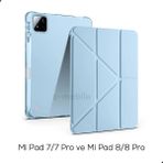Z-Mobile Xiaomi Mi Pad 7/7 Pro ve Mi Pad 8/8 Pro Kılıf Üçe Katlanan Kalem Bölmeli Standlı Tablet Kılıfı Uyandırma Özellikli Darbelere Dayanıklı - Mavi