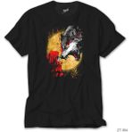 Z Zeplin Kırmızı Başlıklı Kız ve Kurt Siyah Tişört - 4XL
