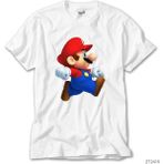 Z Zeplin Super Mario Logo Beyaz Tişört - 4XL