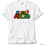 Z Zeplin Super Mario Logo Beyaz Tişört - XL