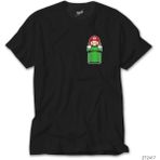 Z Zeplin Super Mario Pocket Siyah Tişört