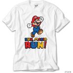 Z Zeplin Super Mario Run Run Beyaz Tişört - XS