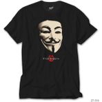 Z Zeplin V For Vendetta Maske Siyah Tişört - 4XL