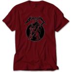 Z zepplin Metallica Cliff Burton Guitar Kırmızı Tişört - XS