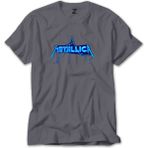 Z zepplin Metallica Logo Lightning Gri Tişört - S