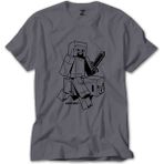 Z zepplin Minecraft Sketcky Steve Gri Tişört