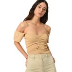 Z2008 DEWBERRY BAYAN KROP BLUZ-AÇIK CAMEL