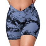 ZAAYO Gym Şort Kadın V Cross 5 inç Spor Pantolonu Kısa Scrunch Butt High Waist Tayt Yaz Yoga Fitness Koşu için, #3 Koyu mavi, S