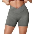 ZAAYO Gym Şort Kadın V Cross 5 inç Spor Pantolonu Kısa Scrunch Butt High Waist Tayt Yaz Yoga Fitness Koşu için, # 4 Koyu gri., L