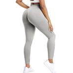 ZAAYO Scrunch Butt Tayt Kadın Spor Salonu için Yüksek Bel Push Up Booty Dikişsiz Tayt, Açık gri, L
