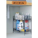 Zabata 2 Katlı Evye Tezgah Altı Raf Banyo Mutfak Dolabı Çok Amaçlı Düzenleyici Deterjanlık Organizer 20X40
