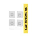 Zabata 7x7 Cm Süper Güçlü Yapışkanlı Banyo Askısı Yedek 4 Adet Sticker Raf Tutucu Askı Siyah