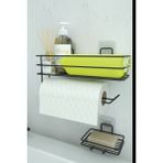 Zabata Yapışkanlı Banyo Rafı Kağıt Havlu Tutacağı ve Metal Sabunluk Set Düzenleyici