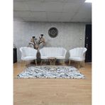 Zafir Gold Kaplama Tel Ayak Papatya Çay Seti Koltuk Takımı , Balkon, Salon, Ofis, Cafe Koltuk Takımı - Krem - Tek Ebat