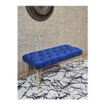 Zafir Gold Tel Ayaklı 90 cm Puf Bench - Puf - Bench - Kasalı Oturak - Oturak - Yatak Ucu Puf Mavi Renk 90 x 40 Boyut/Ebat