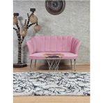 Zafir Ikili Papatya Çay Seti Koltuk Krom Sivriltme Ayak, Balkon, Salon, Ofis, Koltuk Takımı, Ikili Berjer - Pembe - Tek Ebat