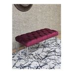Zafir Krom Tel Ayaklı 90 cm Puf Bench - Puf - Bench - Kasalı Oturak - Oturak - Yatak Ucu Puf Bordo Renk 90 x 40 Boyut/Ebat