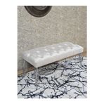 Zafir Krom Tel Ayaklı 90 cm Puf Bench - Puf - Bench - Kasalı Oturak - Oturak - Yatak Ucu Puf Krem Renk 90 x 40 Boyut/Ebat