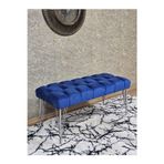 Zafir Krom Tel Ayaklı 90 cm Puf Bench - Puf - Bench - Kasalı Oturak - Oturak - Yatak Ucu Puf Mavi Renk 90 x 40 Boyut/Ebat