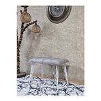 Zafir Metal Beyaz Tel Ayaklı 60 cm Puf Bench - Puf - Bench - Oturak - Mutfak Oturağı - Antre Oturağı Gri Renk 60 x 40 Boyut/Ebat