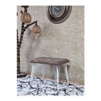 Zafir Metal Beyaz Tel Ayaklı 60 cm Puf Bench - Puf - Bench - Oturak - Mutfak Oturağı - Antre Oturağı Kahverengi Renk 60 x 40 Boyut/Ebat