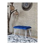 Zafir Metal Beyaz Tel Ayaklı 60 cm Puf Bench - Puf - Bench - Oturak - Mutfak Oturağı - Antre Oturağı Mavi Renk 60 x 40 Boyut/Ebat