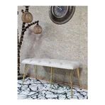 Zafir Metal Gold Tel Ayaklı 100 cm Puf Bench - Puf - Bench - Oturak - Mutfak Oturağı - Antre Oturağı Krem Renk 100 x 40 Boyut/Ebat