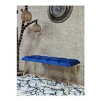 Zafir Metal Gold Tel Ayaklı 100 cm Puf Bench - Puf - Bench - Oturak - Mutfak Oturağı - Antre Oturağı Mavi Renk 100 x 40 Boyut/Ebat