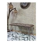 Zafir Metal Krom Tel Ayaklı 100 cm Puf Bench - Puf - Bench - Oturak - Mutfak Oturağı - Antre Oturağı Kahverengi Renk 100 x 40 Boyut/Ebat