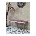 Zafir Metal Krom Tel Ayaklı 100 cm Puf Bench - Puf - Bench - Oturak - Mutfak Oturağı - Antre Oturağı Pembe Renk 100 x 40 Boyut/Ebat