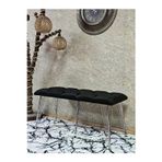 Zafir Metal Krom Tel Ayaklı 100 cm Puf Bench - Puf - Bench - Oturak - Mutfak Oturağı - Antre Oturağı Siyah Renk 100 x 40 Boyut/Ebat