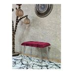 Zafir Metal Krom Tel Ayaklı 60 cm Puf Bench - Puf - Bench - Oturak - Mutfak Oturağı - Antre Oturağı Bordo Renk 60 x 40 Boyut/Ebat