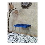 Zafir Metal Krom Tel Ayaklı 60 cm Puf Bench - Puf - Bench - Oturak - Mutfak Oturağı - Antre Oturağı Mavi Renk 60 x 40 Boyut/Ebat