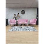 Zafir Papatya Çay Seti Koltuk Takımı Gold Sivriltme Ayak, Balkon, Salon, Ofis, Cafe Koltuk Takımı - Pembe - Tek Ebat