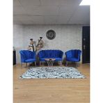 Zafir Papatya Çay Seti Koltuk Takımı Krom Sivriltme Ayak, Balkon, Salon, Ofis, Cafe Koltuk Takımı - Mavi - Tek Ebat