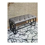 Zafir Siyah Boyalı İçi Kareli Diktörtgen 100 cm x 40 cm Oturak Puf - Bench - Makyaj Oturağı - Oturak Gri Renk 100 x 40 Boyut/Ebat