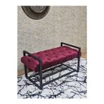 Zafir Siyah Boyalı Metal 80 cm Puf Bench - Antre Puf - Hol Bench - Puf - Oturak - Bench Bordo Renk 90 x 45 Boyut/Ebat