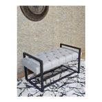 Zafir Siyah Boyalı Metal 80 cm Puf Bench - Antre Puf - Hol Bench - Puf - Oturak - Bench Gri Renk 90 x 45 Boyut/Ebat
