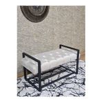 Zafir Siyah Boyalı Metal 80 cm Puf Bench - Antre Puf - Hol Bench - Puf - Oturak - Bench Krem Renk 90 x 45 Boyut/Ebat