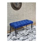Zafir Siyah Boyalı Tel Ayaklı 90 cm Puf Bench - Puf - Bench - Kasalı Oturak - Oturak - Yatak Ucu Puf Mavi Renk 90 x 41 Boyut/Ebat