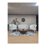 Zafir TEDDY Takım Beyaz Boyalı Telli Ayak Çay Seti Koltuk - Berjer , Balkon, Salon, Ofis Krem Renk 40 x 125 Boyut/Ebat