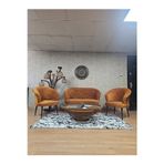 Zafir TEDDY Takım Siyah Boyalı Sivriltme Ayak Çay Seti Koltuk - Berjer , Balkon, Salon, Ofis Turuncu Renk 40 x 125 Boyut/Ebat
