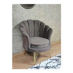Zafir Tekli İstiridye Gold Kaplama Telli Ayak Çay Seti Koltuk Tekli Berjer , Balkon, Salon, Ofis Kahverengi Renk 47 x 47 Boyut/Ebat