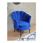 Zafir Tekli İstiridye Siyah Boyalı Sivriltme Ayak Çay Seti Koltuk Tekli Berjer , Balkon, Salon, Ofis Mavi Renk 47 x 47 Boyut/Ebat