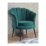 Zafir Tekli İstiridye Siyah Boyalı Sivriltme Ayak Çay Seti Koltuk Tekli Berjer , Balkon, Salon, Ofis Yeşil Renk 47 x 47 Boyut/Ebat